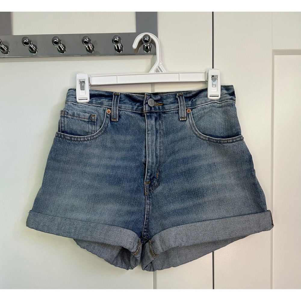 BDG Urban Outfitters Mom High-Rise Denim Shorts Blue Cuffed Medium Wash Size 27